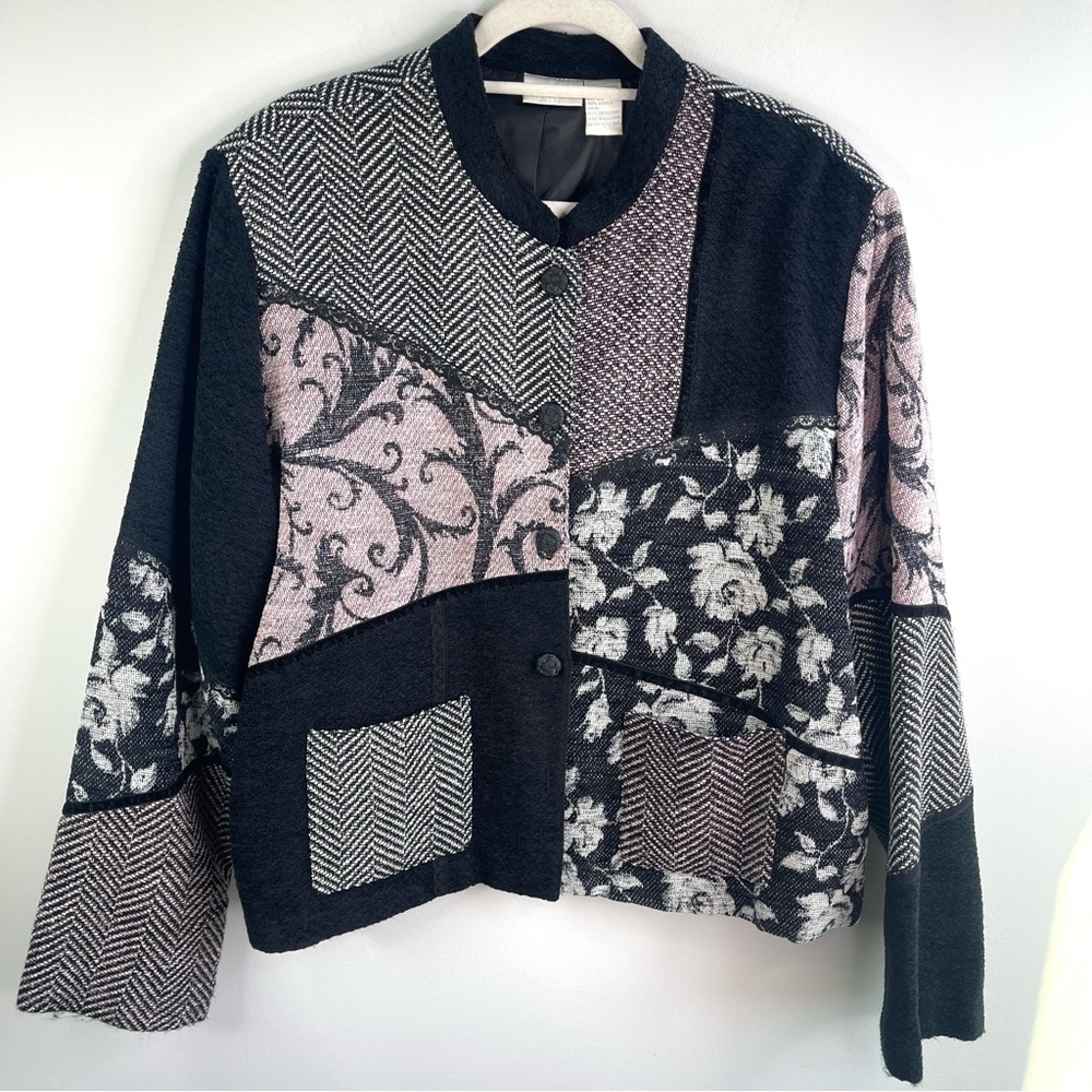Vintage Koret Black And Pink Patchwork ColorBlock Jacket Size 20